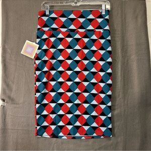 NWT Cassie small LulaRoe blue and red pencil skirt